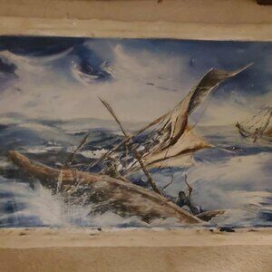 Acrylic Painting title Storm at Sea